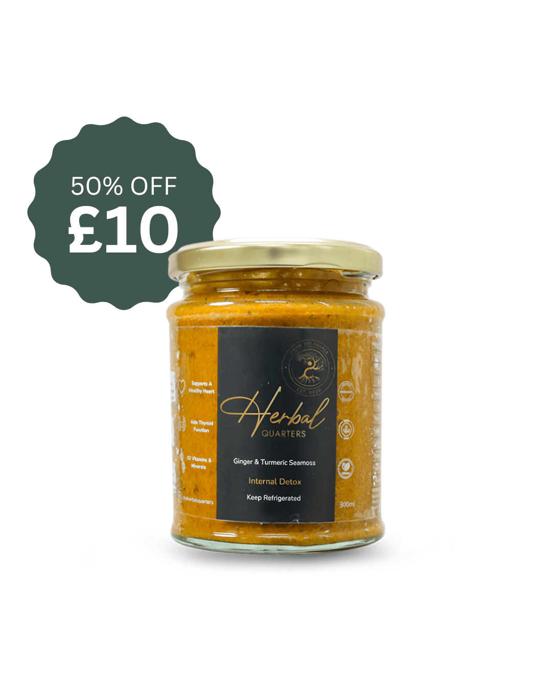 Black Friday Special Ginger & Turmeric Infused Sea Moss Gel - Internal Detox - Herbal Quarters