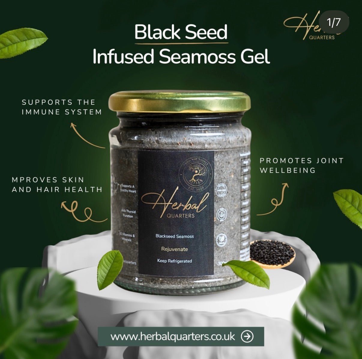 Black Seed Infused Seamoss Gel - Rejuvenate - Herbal Quarters