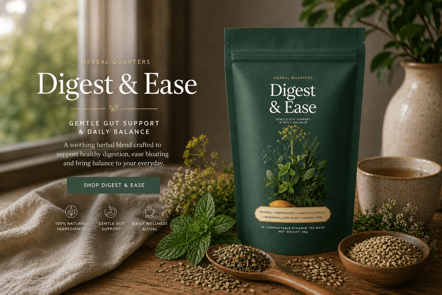Digest & Ease Gut Health Tea - Herbal Quarters