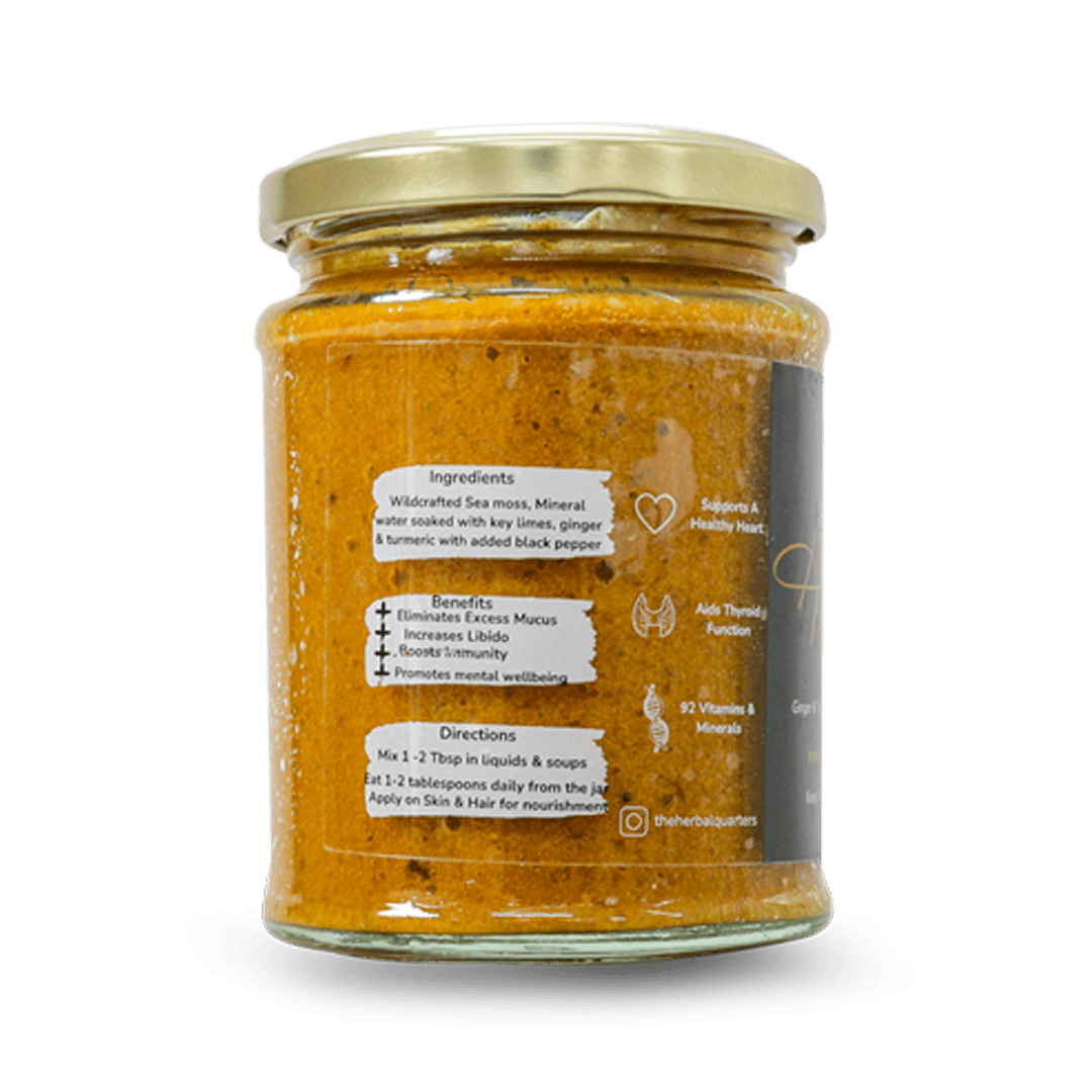 Herbal Quarters: Ginger & Turmeric mixed Seamoss Gel|100% Pure