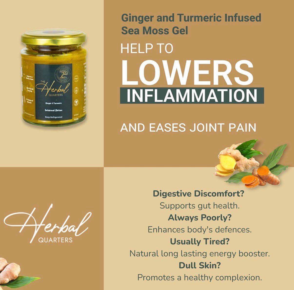 Ginger & Turmeric Infused Sea Moss Gel - Internal Detox - Herbal Quarters