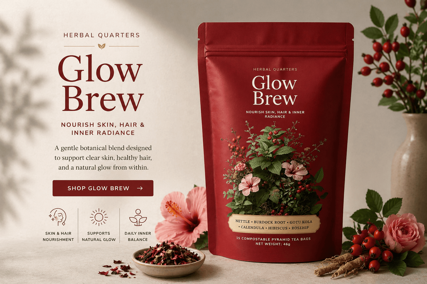 Glow Brew Skin Care Tea - Herbal Quarters