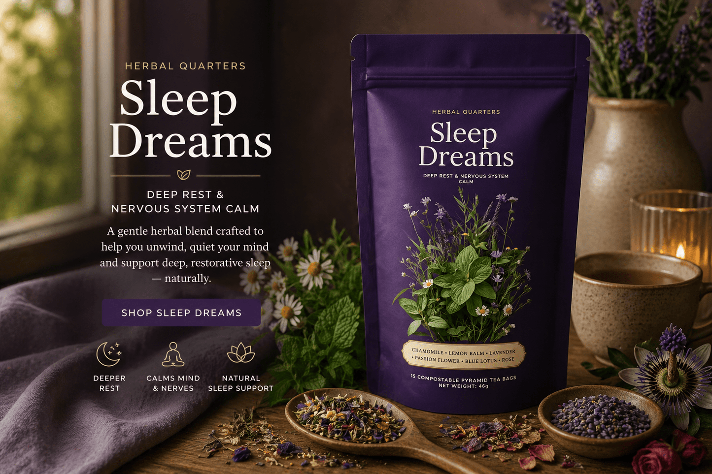 Sleep Dreams Relaxing Herbal Tea - Herbal Quarters