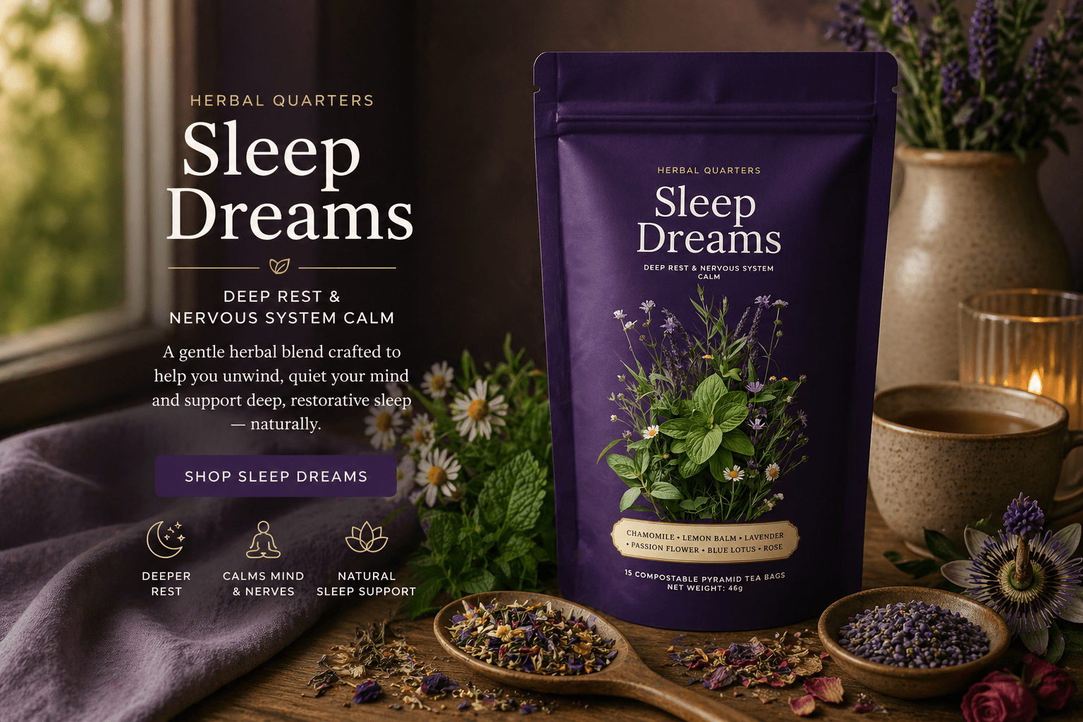 Sleep Dreams Relaxing Herbal Tea - Herbal Quarters